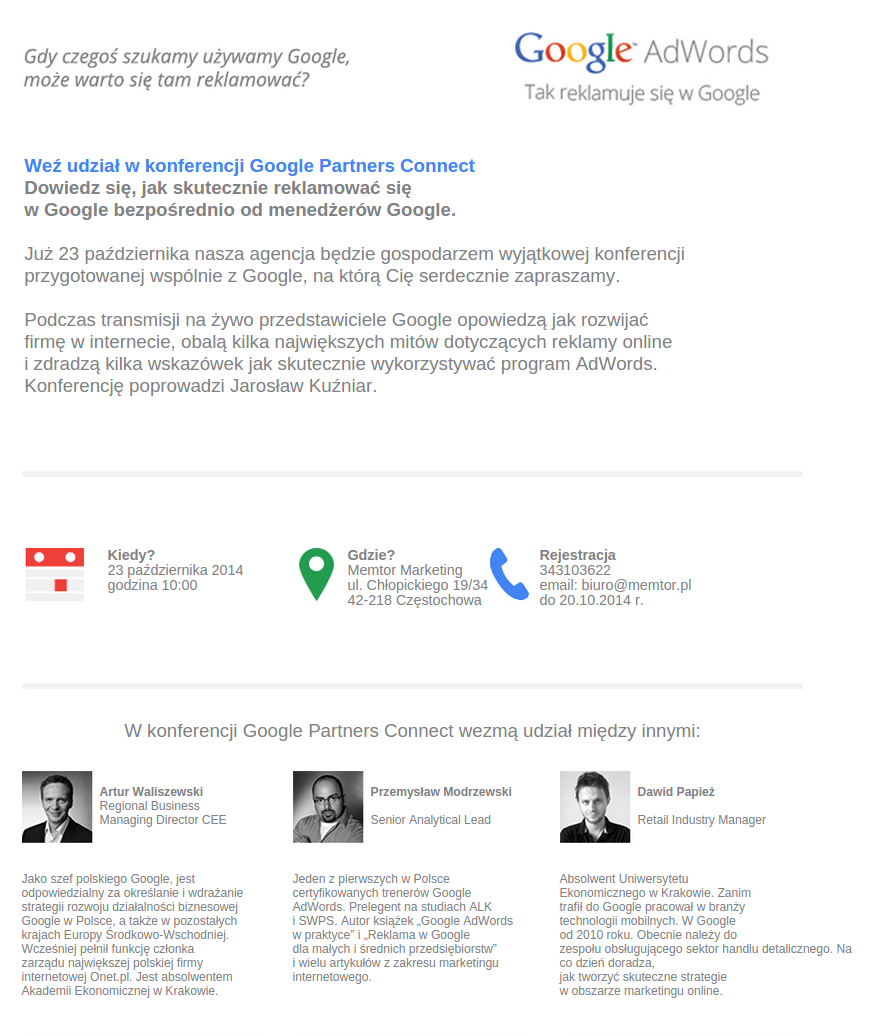 Google Adwords - Tak reklamuje się z Google - weź udział w konferencji Google Parnters Connect